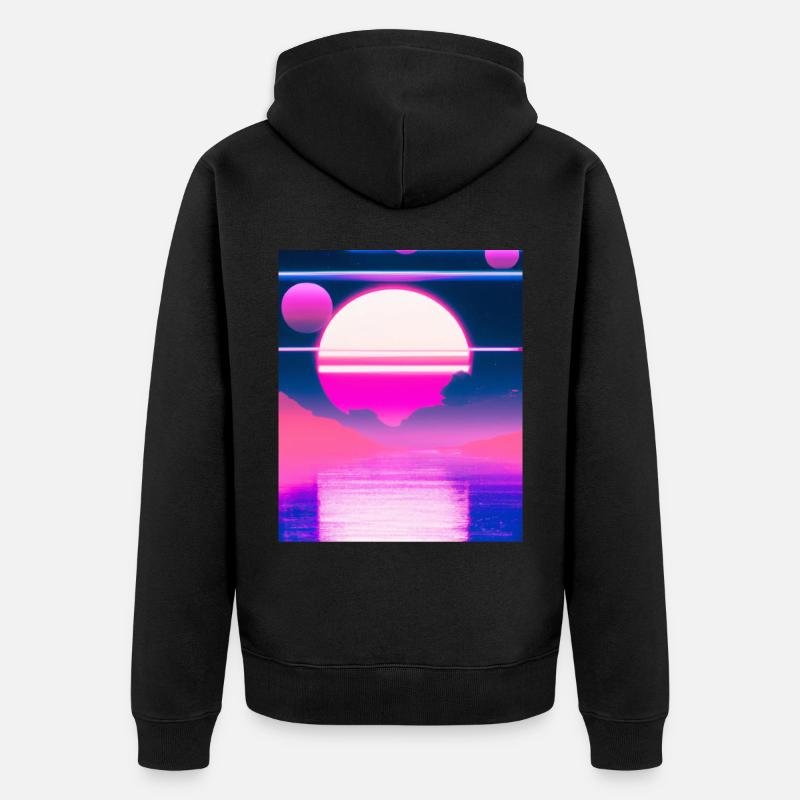 Vaporwave Sun Synthwave Sunset - Veste à capuche bio Premium Unisexe - noir
