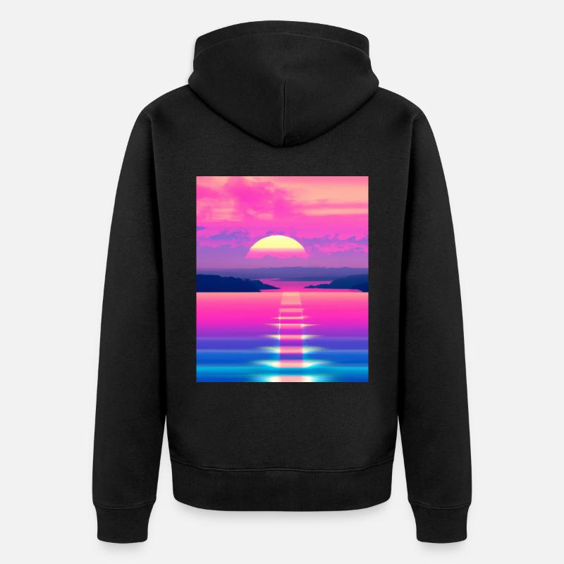 Vaporwave Sun Synthwave Sunset - Veste à capuche bio Premium Unisexe - noir