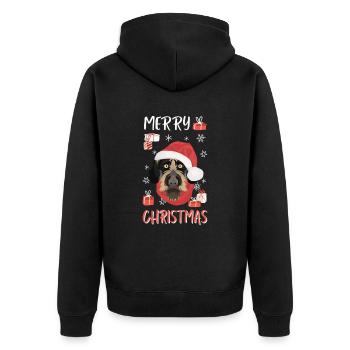 German Wirehair Merry Christmas - Unisex Premium Organic Zip Hoodie - black - Back - Nico (187cm)