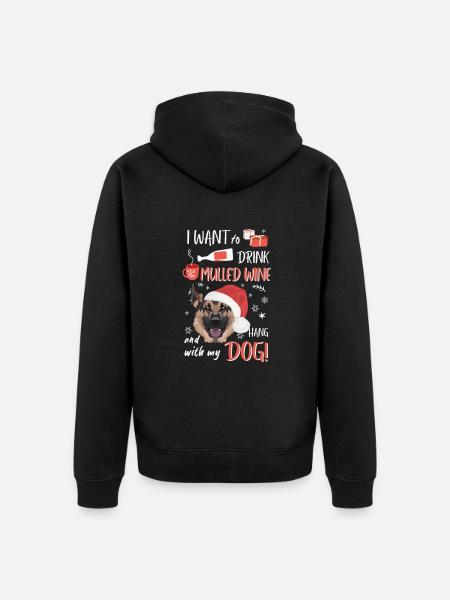 German Shepherd Mulled Wine Christmas - Unisex Premium Organic Zip Hoodie - black