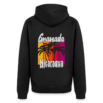 Granada Nicaragua - Unisex Premium Bio Zip Hoodie - Schwarz - Hinten - Nico (187cm)