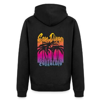Vintage San Diego Californie - Veste à capuche bio Premium Unisexe - noir - Dos - Nico (187cm)