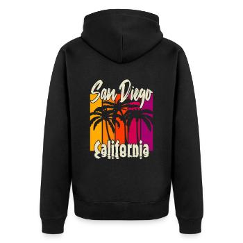 Vintage San Diego Californie - Veste à capuche bio Premium Unisexe - noir - Dos - Nico (187cm)