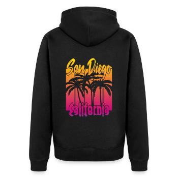 Vintage San Diego Californie - Veste à capuche bio Premium Unisexe - noir - Dos - Nico (187cm)