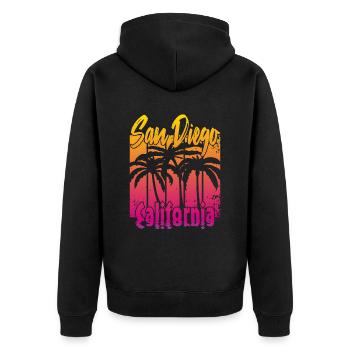 Vintage San Diego Californie - Veste à capuche bio Premium Unisexe - noir - Dos - Nico (187cm)