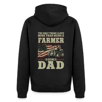 Farming Farmer Dad Father Vintage - Unisex Premium Organic Zip Hoodie - black - Back - Nico (187cm)
