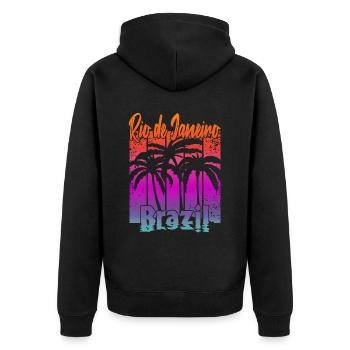 Rio de Janeiro Brazil - Unisex Premium Bio Zip Hoodie - Schwarz - Hinten - Nico (187cm)