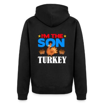 I'm the Son Turkey - Unisex Premium Bio Zip Hoodie - Schwarz - Hinten - Nico (187cm)