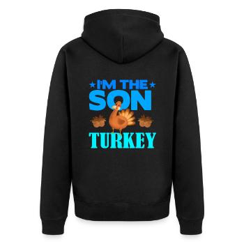 I'm the Son Turkey - Unisex Premium Bio Zip Hoodie - Schwarz - Hinten - Nico (187cm)