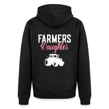 Farming Farmer Daughter Vintage - Unisex Premium Organic Zip Hoodie - black - Back - Nico (187cm)