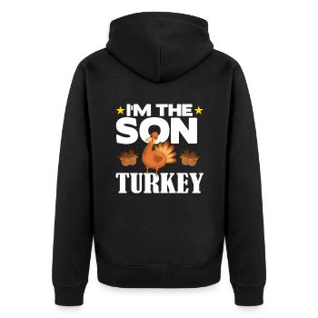 I'm the Son Turkey - Unisex Premium Bio Zip Hoodie - Schwarz - Hinten - Nico (187cm)