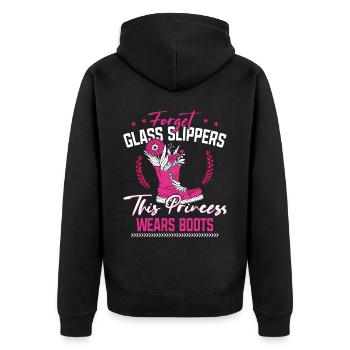 Farming Farmer Girl Female Forget - Unisex Premium Bio Zip Hoodie - Schwarz - Hinten - Nico (187cm)