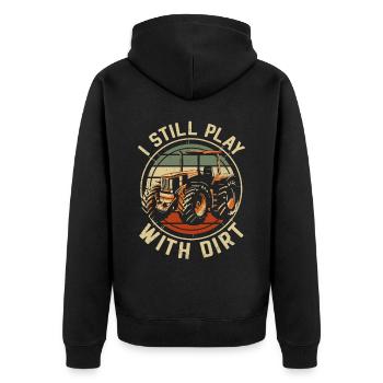 Farming Farmer Vintage Tractor - Unisex Premium Bio Zip Hoodie - Schwarz - Hinten - Nico (187cm)