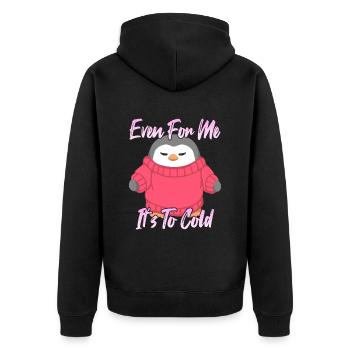 Even For Me It's to cold - Unisex Premium Organic Zip Hoodie - black - Back - Nico (187cm)