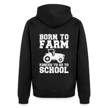 Farming Farmer Vintage Tractor - Unisex Premium Bio Zip Hoodie - Schwarz - Hinten - Nico (187cm)