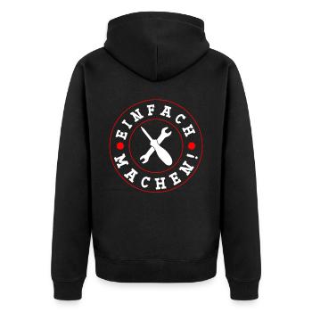 Heimwerker Einfach machen Heimwerken - Unisex Premium Bio Zip Hoodie - Schwarz - Hinten - Nico (187cm)