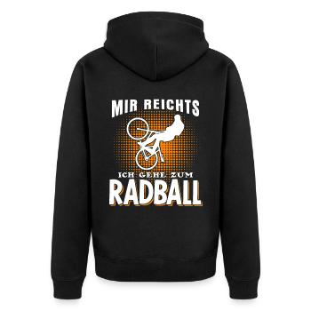 Radball Mir reichts Radballer - Unisex Premium Bio Zip Hoodie - Schwarz - Hinten - Nico (187cm)