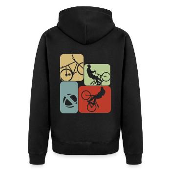 Radball Retro Radballer - Unisex Premium Bio Zip Hoodie - Schwarz - Hinten - Nico (187cm)