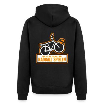 Radball Der tut nix Radballer - Unisex Premium Bio Zip Hoodie - Schwarz - Hinten - Nico (187cm)