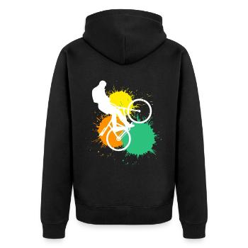 Radball - Unisex Premium Bio Zip Hoodie - Schwarz - Hinten - Nico (187cm)