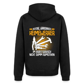 Heimwerker DIY Heimwerken - Unisex Premium Bio Zip Hoodie - Schwarz - Hinten - Nico (187cm)