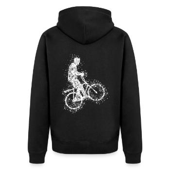 Radball Regentropfen Radballer - Unisex Premium Bio Zip Hoodie - Schwarz - Hinten - Nico (187cm)