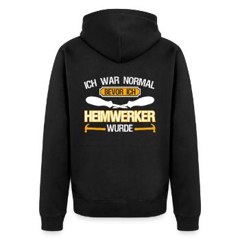 Heimwerker Witz Heimwerken - Unisex Premium Bio Zip Hoodie - Schwarz - Hinten - Nico (187cm)