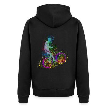 Radballer - Unisex Premium Bio Zip Hoodie - Schwarz - Hinten - Nico (187cm)