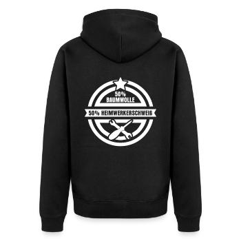 Heimwerker Schweiß Heimwerken - Unisex Premium Bio Zip Hoodie - Schwarz - Hinten - Nico (187cm)