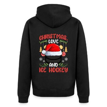 Hockey Hockey Hockey Club Équipe de Hockey sur Glace Noël, Amour - Veste à capuche bio Premium Unisexe - noir - Dos - Nico (187cm)