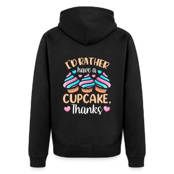 Ich Hätte Lieber Einen Cupcake Danke Cupcakes Süß - Unisex Premium Bio Zip Hoodie - Schwarz - Hinten - Nico (187cm)