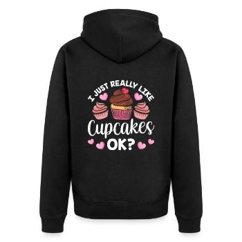 J’aime vraiment les cupcakes cupcakes sucrés - Veste à capuche bio Premium Unisexe - noir - Dos - Nico (187cm)