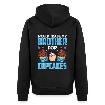 J’échangerais mon frère contre des cupcakes sucrés - Veste à capuche bio Premium Unisexe - noir - Dos - Nico (187cm)