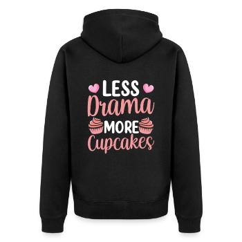 Weniger Drama Mehr Cupcakes Süß Liebhaber Cupcake - Unisex Premium Bio Zip Hoodie - Schwarz - Hinten - Nico (187cm)