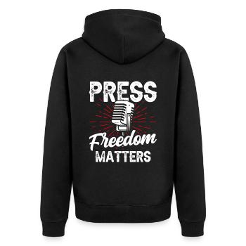 La liberté de la presse est importante - Veste à capuche bio Premium Unisexe - noir - Dos - Nico (187cm)