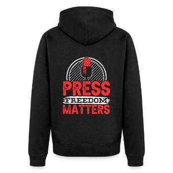 La liberté de la presse est importante - Veste à capuche bio Premium Unisexe - noir - Dos - Nico (187cm)