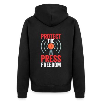 Protège la liberté de la presse Journaliste Loi sur la presse - Veste à capuche bio Premium Unisexe - noir - Dos - Nico (187cm)