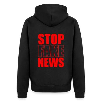 Halte aux fake news Liberté de la presse Droit de la presse - Veste à capuche bio Premium Unisexe - noir - Dos - Nico (187cm)