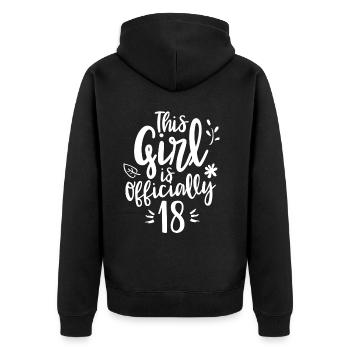 Dieses Mädchen Ist Offiziell 18 Feier Achtzehn - Unisex Premium Bio Zip Hoodie - Schwarz - Hinten - Nico (187cm)