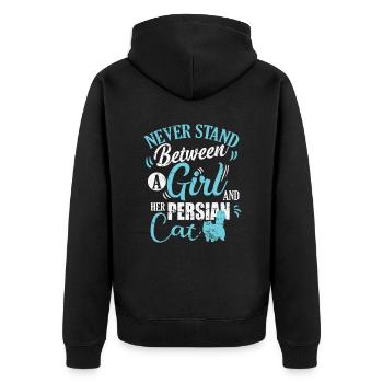 Ne vous tenez jamais entre une fille et son chat persan - Veste à capuche bio Premium Unisexe - noir - Dos - Nico (187cm)