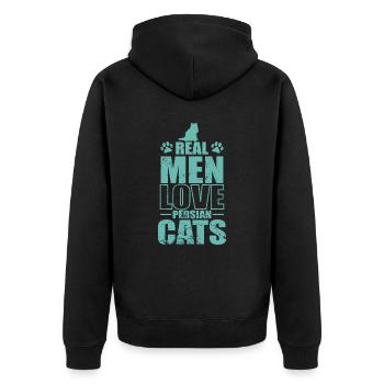 Real Men Love Persian Cats Hauskatze - Unisex Premium Bio Zip Hoodie - Schwarz - Hinten - Nico (187cm)