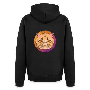 Perserkatze Rasse Hauskatze Haustier - Unisex Premium Bio Zip Hoodie - Schwarz - Hinten - Nico (187cm)