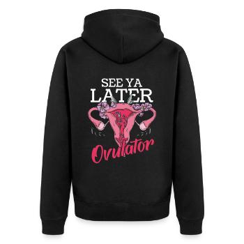 Hysterektomie - Unisex Premium Bio Zip Hoodie - Schwarz - Hinten - Nico (187cm)