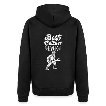 Best Catcher Ever Catcher Baseball Hobby - Unisex Premium Organic Zip Hoodie - black - Back - Nico (187cm)