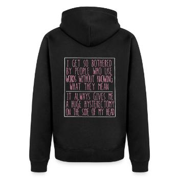 Hysterektomie - Unisex Premium Bio Zip Hoodie - Schwarz - Hinten - Nico (187cm)