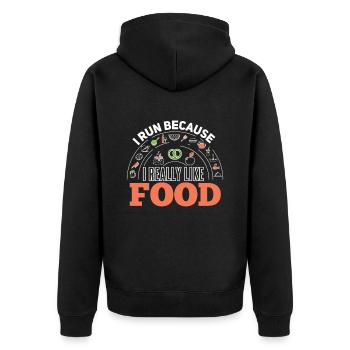 Funny Jogger Runner Sports Saying - Unisex Premium Organic Zip Hoodie - black - Back - Nico (187cm)
