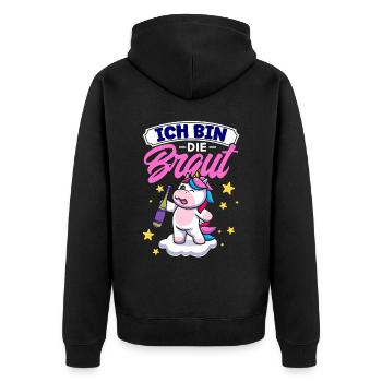 Ich Bin Die Braut Einhorn Jga - Unisex Premium Bio Zip Hoodie - Schwarz - Hinten - Nico (187cm)