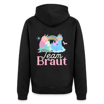 Team Braut ungesellinnen abschied Lama - Unisex Premium Bio Zip Hoodie - Schwarz - Hinten - Nico (187cm)