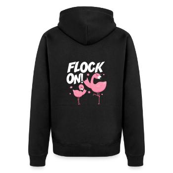 Flamingo Pink Vogel Zoo Sommer Urlaub Geschenk - Unisex Premium Bio Zip Hoodie - Schwarz - Hinten - Nico (187cm)