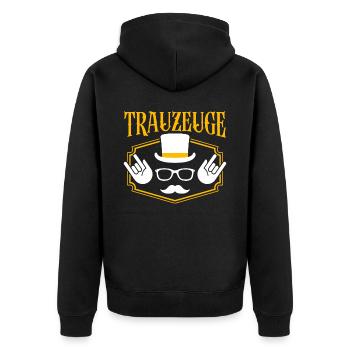 Trauzeuge - Unisex Premium Bio Zip Hoodie - Schwarz - Hinten - Nico (187cm)